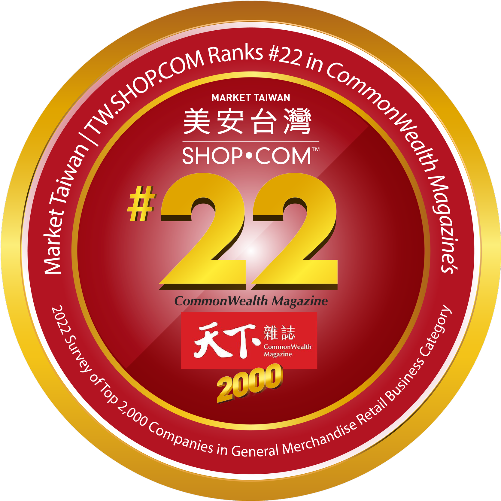 Market Taiwan Rank #22 in CommonWealth Magazine's 2022 Survey of Top 2,000 Companies